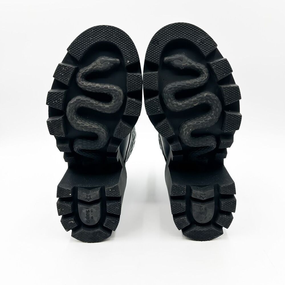 Gucci Boots GG Supreme Apollo Lug Sole Black Leather Canvas 37, 7 - Picture 11 of 14